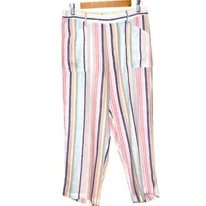 Zac & Rachel Linen Blend Porcelain Rose & Multicolor Striped Pants